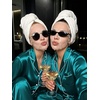 image:imageSWOMOG Womens Silk Satin Pajamas Set Long Sleeve Button Down Sleepwear 2 Piece Lounge Set Pj Set XS3XLGreen