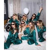 image:imageSWOMOG Womens Silk Satin Pajamas Set Long Sleeve Button Down Sleepwear 2 Piece Lounge Set Pj Set XS3XLGreen