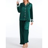 image:imageSWOMOG Womens Silk Satin Pajamas Set Long Sleeve Button Down Sleepwear 2 Piece Lounge Set Pj Set XS3XLGreen With Bow Tie