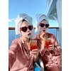 image:imageSWOMOG Womens Silk Satin Pajamas Set Long Sleeve Button Down Sleepwear 2 Piece Lounge Set Pj Set XS3XLMisty Rose