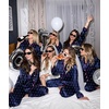 image:imageSWOMOG Womens Silk Satin Pajamas Set Long Sleeve Button Down Sleepwear 2 Piece Lounge Set Pj Set XS3XLNavy Blue Dots