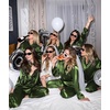 image:imageSWOMOG Womens Silk Satin Pajamas Set Long Sleeve Button Down Sleepwear 2 Piece Lounge Set Pj Set XS3XLOlive Green