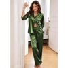 image:imageSWOMOG Womens Silk Satin Pajamas Set Long Sleeve Button Down Sleepwear 2 Piece Lounge Set Pj Set XS3XLOlive Green