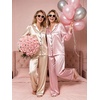 image:imageSWOMOG Womens Silk Satin Pajamas Set Long Sleeve Button Down Sleepwear 2 Piece Lounge Set Pj Set XS3XLPink