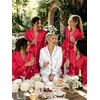 image:imageSWOMOG Womens Silk Satin Pajamas Set Long Sleeve Button Down Sleepwear 2 Piece Lounge Set Pj Set XS3XLRed Apple