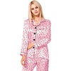 image:imageSWOMOG Womens Silk Satin Pajamas Set Long Sleeve Button Down Sleepwear 2 Piece Lounge Set Pj Set XS3XLRed Heart With Pink
