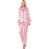 image:imageSWOMOG Womens Silk Satin Pajamas Set Long Sleeve Button Down Sleepwear 2 Piece Lounge Set Pj Set XS3XLRed Heart With Pink