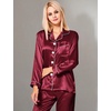image:imageSWOMOG Womens Silk Satin Pajamas Set Long Sleeve Button Down Sleepwear 2 Piece Lounge Set Pj Set XS3XLWine Red