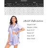 image:imageSWOMOG Womens Silk Satin Pajamas Set Short Sleeve Button Down Sleepwear Ruffle Hem Shorts PJ Sets TwoPiece LoungewearLavender