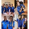 image:imageSWOMOG Womens Silk Satin Pajamas Set Short Sleeve Sleepwear Button Down Top and Shorts Loungewear 2 Piece Pjs Set XS3XLBlue