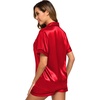 image:imageSWOMOG Womens Silk Satin Pajamas Set Short Sleeve Sleepwear Button Down Top and Shorts Loungewear 2 Piece Pjs Set XS3XLCandy Red