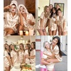 image:imageSWOMOG Womens Silk Satin Pajamas Set Short Sleeve Sleepwear Button Down Top and Shorts Loungewear 2 Piece Pjs Set XS3XLChampagne