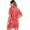 image:imageSWOMOG Womens Silk Satin Pajamas Set Short Sleeve Sleepwear Button Down Top and Shorts Loungewear 2 Piece Pjs Set XS3XLChristmas Gift Red