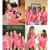 image:imageSWOMOG Womens Silk Satin Pajamas Set Short Sleeve Sleepwear Button Down Top and Shorts Loungewear 2 Piece Pjs Set XS3XLCoral Red