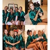 image:imageSWOMOG Womens Silk Satin Pajamas Set Short Sleeve Sleepwear Button Down Top and Shorts Loungewear 2 Piece Pjs Set XS3XLDeep Green With White Piping