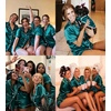image:imageSWOMOG Womens Silk Satin Pajamas Set Short Sleeve Sleepwear Button Down Top and Shorts Loungewear 2 Piece Pjs Set XS3XLGreen