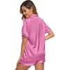 image:imageSWOMOG Womens Silk Satin Pajamas Set Short Sleeve Sleepwear Button Down Top and Shorts Loungewear 2 Piece Pjs Set XS3XLMauve Pink