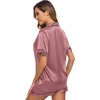 image:imageSWOMOG Womens Silk Satin Pajamas Set Short Sleeve Sleepwear Button Down Top and Shorts Loungewear 2 Piece Pjs Set XS3XLMisty Rose