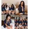 image:imageSWOMOG Womens Silk Satin Pajamas Set Short Sleeve Sleepwear Button Down Top and Shorts Loungewear 2 Piece Pjs Set XS3XLNavy Blue
