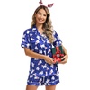 image:imageSWOMOG Womens Silk Satin Pajamas Set Short Sleeve Sleepwear Button Down Top and Shorts Loungewear 2 Piece Pjs Set XS3XLPolar Bear Blue