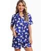 image:imageSWOMOG Womens Silk Satin Pajamas Set Short Sleeve Sleepwear Button Down Top and Shorts Loungewear 2 Piece Pjs Set XS3XLPolar Bear Blue