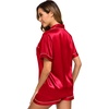 image:imageSWOMOG Womens Silk Satin Pajamas Set Short Sleeve Sleepwear Button Down Top and Shorts Loungewear 2 Piece Pjs Set XS3XLRed