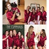 image:imageSWOMOG Womens Silk Satin Pajamas Set Short Sleeve Sleepwear Button Down Top and Shorts Loungewear 2 Piece Pjs Set XS3XLWine Red