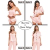 image:imageSWOMOG Womens Silk Satin Pajamas Sets 4pcs Sleepwear Sexy Cami Shorts Set and Button Down Short Sleeve Pjs LoungewearBlush Pink