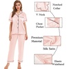 image:imageSWOMOG Womens Silk Satin Pajamas Sets 4pcs Sleepwear Sexy Cami Shorts Set and Button Down Short Sleeve Pjs LoungewearBlush Pink