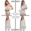 image:imageSWOMOG Womens Silk Satin Pajamas Sets 4pcs Sleepwear Sexy Cami Shorts Set and Button Down Short Sleeve Pjs LoungewearGrey