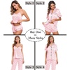 image:imageSWOMOG Womens Silk Satin Pajamas Sets 4pcs Sleepwear Sexy Cami Shorts Set and Button Down Short Sleeve Pjs LoungewearPink Dots