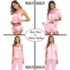 image:imageSWOMOG Womens Silk Satin Pajamas Sets 4pcs Sleepwear Sexy Cami Shorts Set and Button Down Short Sleeve Pjs LoungewearRose Pink
