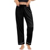 image:imageSWOMOG Womens Silk Satin Pants Wide Leg Pajama Bottoms Palazzo Lounge Pants Casual Loose Trousers Pj with PocketsBlack
