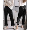 image:imageSWOMOG Womens Silk Satin Pants Wide Leg Pajama Bottoms Palazzo Lounge Pants Casual Loose Trousers Pj with PocketsBlack