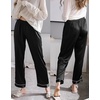 image:imageSWOMOG Womens Silk Satin Pants Wide Leg Pajama Bottoms Palazzo Lounge Pants Casual Loose Trousers Pj with PocketsBlack
