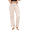 image:imageSWOMOG Womens Silk Satin Pants Wide Leg Pajama Bottoms Palazzo Lounge Pants Casual Loose Trousers Pj with PocketsChampagne