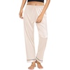 image:imageSWOMOG Womens Silk Satin Pants Wide Leg Pajama Bottoms Palazzo Lounge Pants Casual Loose Trousers Pj with PocketsChampagne