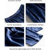 image:imageSWOMOG Womens Silk Satin Pants Wide Leg Pajama Bottoms Palazzo Lounge Pants Casual Loose Trousers Pj with PocketsNavy Blue