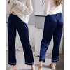 image:imageSWOMOG Womens Silk Satin Pants Wide Leg Pajama Bottoms Palazzo Lounge Pants Casual Loose Trousers Pj with PocketsNavy Blue