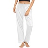 image:imageSWOMOG Womens Silk Satin Pants Wide Leg Pajama Bottoms Palazzo Lounge Pants Casual Loose Trousers Pj with PocketsWhite