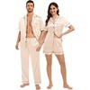 image:imageSWOMOG Matching Pajamas for Couples Satin Short Sleeve Sleepwear WomenMen Silk Soft Button Down Nightwear 2 Pcs LoungewearChampagne