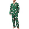 image:imageSWOMOG Mens Christmas Pajamas Sets Long Sleeve Button Down Pjs Mens Sleepwear Soft 2 Pcs Loungewear Nightwear with PocketsGreen Christmas Santa