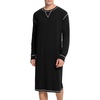 image:imageSWOMOG Mens Nightgown Long Sleeve Lounge Sleep Henley Shirt Pajama Big amp Tall Nightshirt Comfy Nightwear SXXLBlack