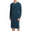 image:imageSWOMOG Mens Nightgown Long Sleeve Lounge Sleep Henley Shirt Pajama Big amp Tall Nightshirt Comfy Nightwear SXXLBlue Green