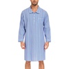 image:imageSWOMOG Mens Nightshirt 100 Cotton Long Sleeve Sleep Shirt Button Down Nightgown Soft Sleepwear Comfy Nightwear SXXXLBlue Stripes