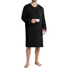 image:imageSWOMOG Mens Nightshirt Long Sleeve Nightgown Soft Loose Sleepwear Comfy Big amp Tall Henley Sleep Shirt for Sleeping SXXLBlack