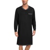 image:imageSWOMOG Mens Nightshirt Modal Long Sleeve Nightgown Henley Night Shirts Sleepwear Big amp Tall Nightwear SXXXLBlack