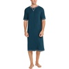 image:imageSWOMOG Mens Nightshirt Short Sleeve Nightgown Soft Loose Sleepwear Lightweight Nightwear Comfy Henley Sleep Shirt SXXLBlue Green