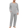 image:imageSWOMOG Mens Pajamas Set Modal Long Sleeve Sleepwear Crew Neck Pjs 2 Piece Loungewear Nightshirt Top amp Pants with PocketsGrey