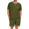 image:imageSWOMOG Mens Pajamas Set Summer Sleepwear Short Sleeve Pjs Set Soft 2 Piece Lounge Set Comfy Loungewear with PocketsArmy Green
